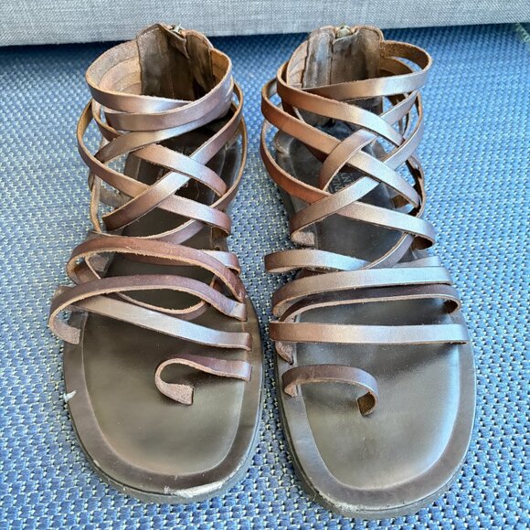 Mercanti Fiorentini Brown Leather Gladiator Sandals Men’s 10 - Pre-owned - Picture 3 of 15